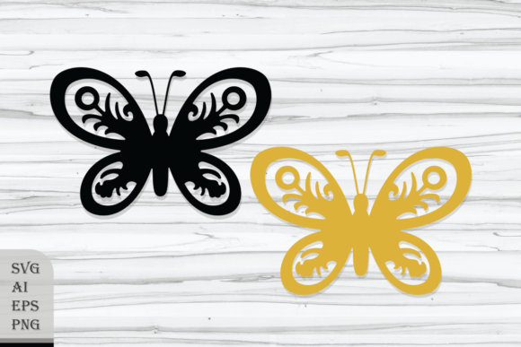 Abstract Floral Butterfly Silhouette