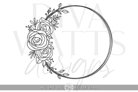 Creative Rose Wreath Clipart SVG