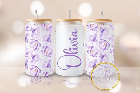 Custom Name Floral Spring Libbey Can PNG