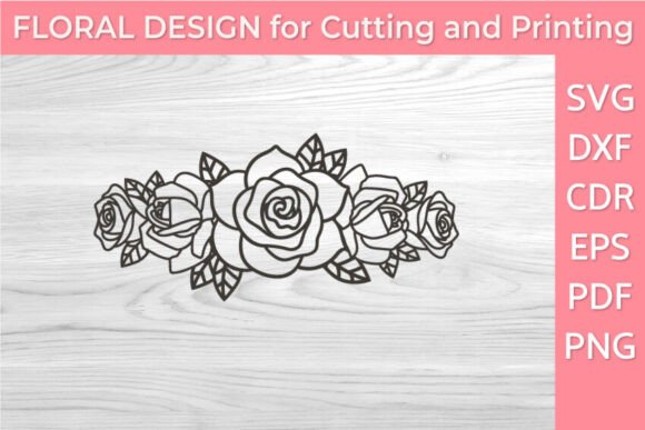 Elegant Roses and Leaves SVG Outline PNG