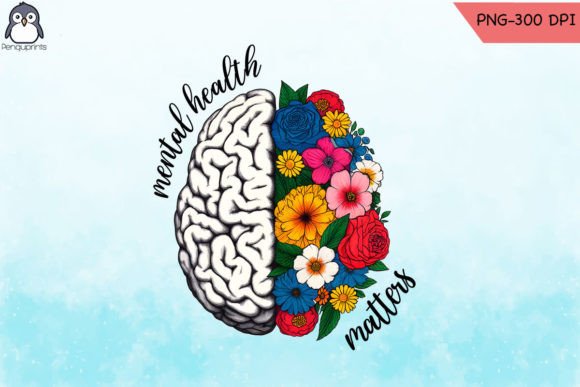 Floral Brain Mental Health PNG