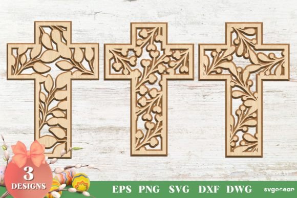 Floral Crosses Laser Cut