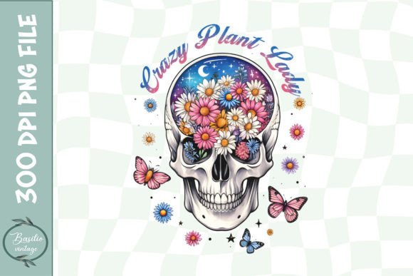 Floral Skull PNG Crazy Plant Lady PNG