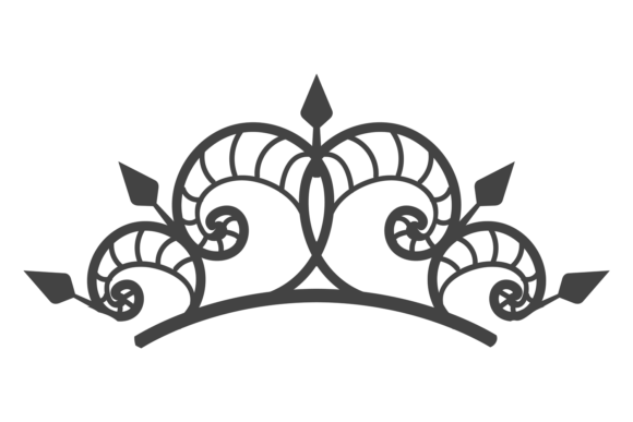 Floral Tiara Icon. Fancy Swirl Line Orna