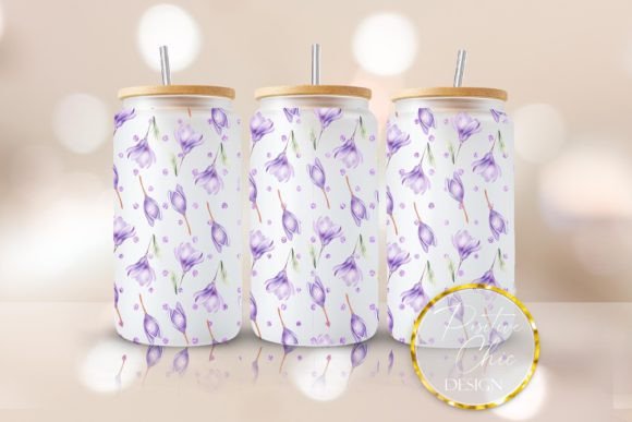 Flowers Libbey Glass Wrap Floral UVDTF