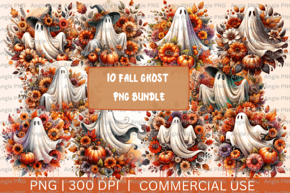 Ghost Floral Fall Halloween PNG Bundle