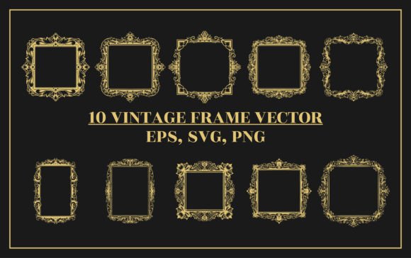 Gold Frame with a Floral Vintage Design