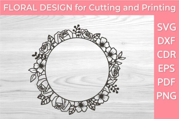 Hand-Drawn Botanical Circle Border SVG