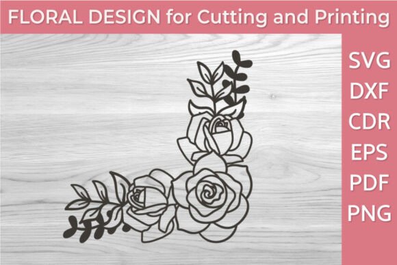 Hand-Drawn Rose Corner SVG Illustration