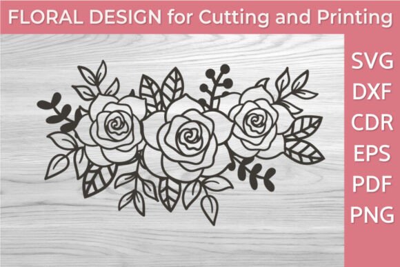 Hand-Drawn Rose Garland Design SVG
