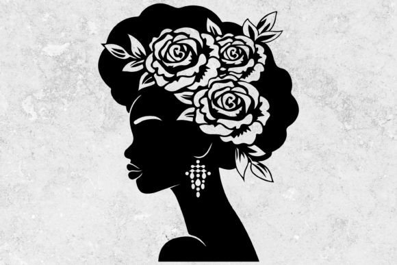 Head of Flowers SVG, Rose Silhouette SVG