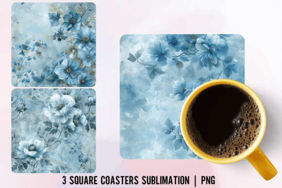 Legant Dusty Blue Floral Square Coaster