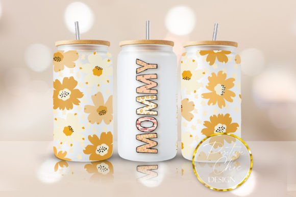 Mommy Libbey Can Glass Floral UVDTF Wrap