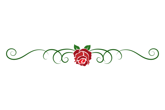 Red Rose Ornament Divider. Floral Decora
