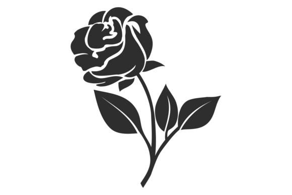 Rose Silhouette. Floral Black Element. F