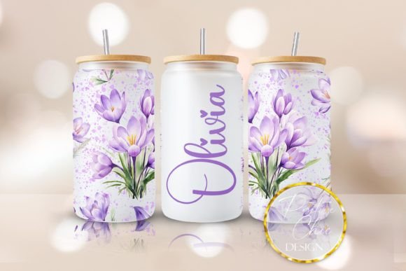 Spring Custom Name Floral Libbey Can PNG